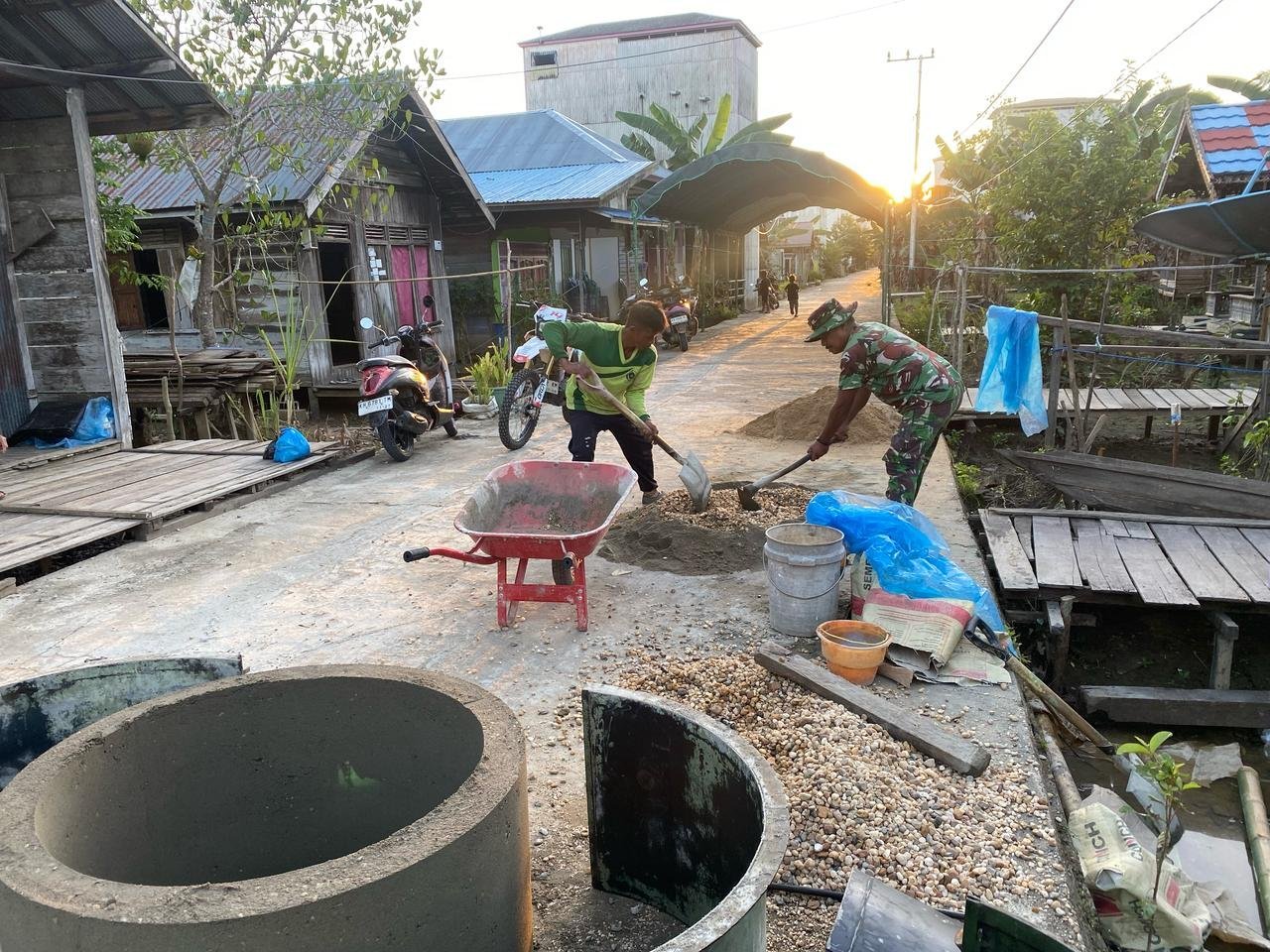 Bulatan Gorong-Gorong TMMD di Desa Talio Telah Terbentuk dan Siap Dipasang