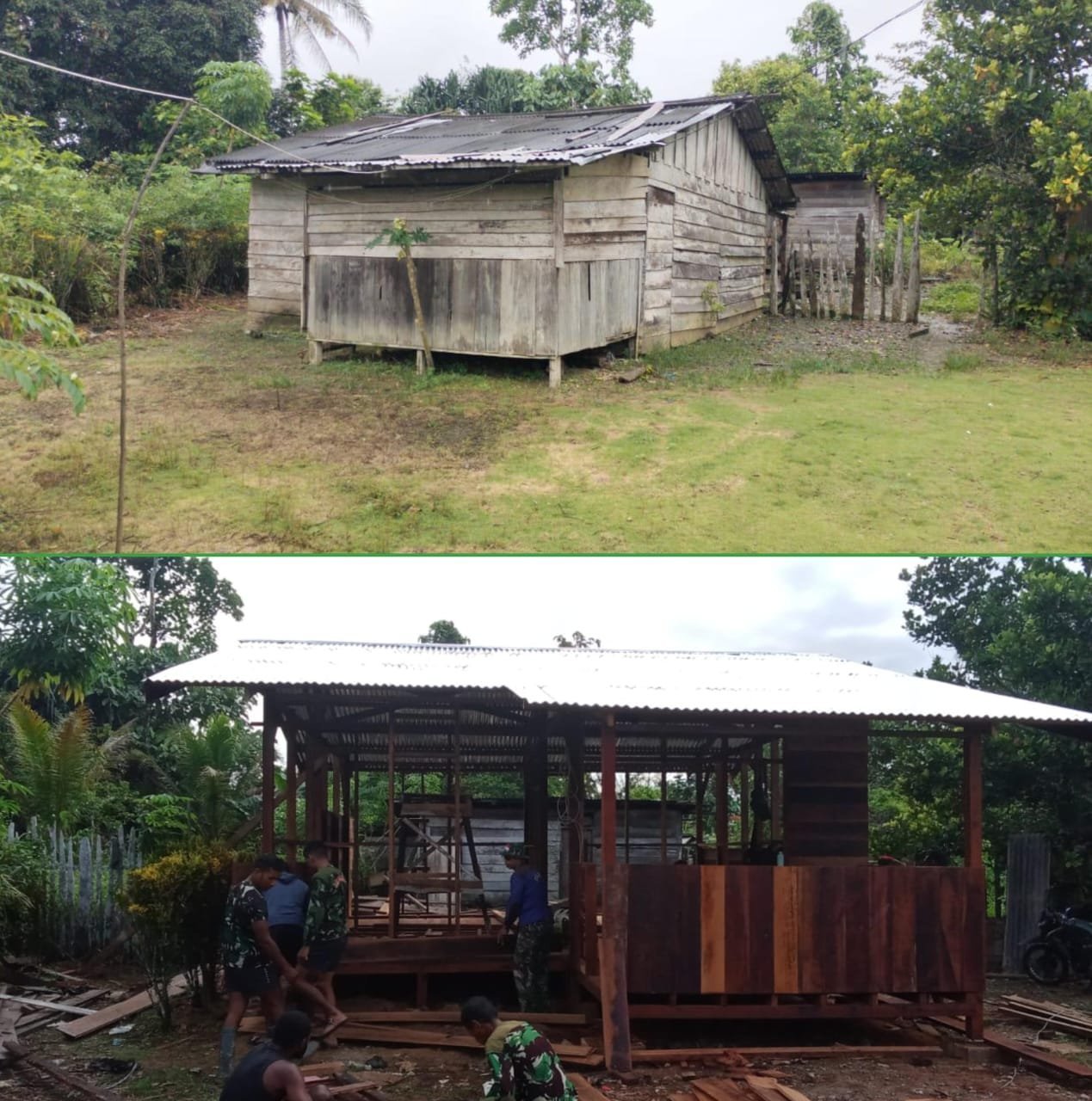 TMMD ke-125 Kodim 1705/Nabire Rehabilitasi Rumah Warga Kurang Mampu di Kampung Manunggal Jaya