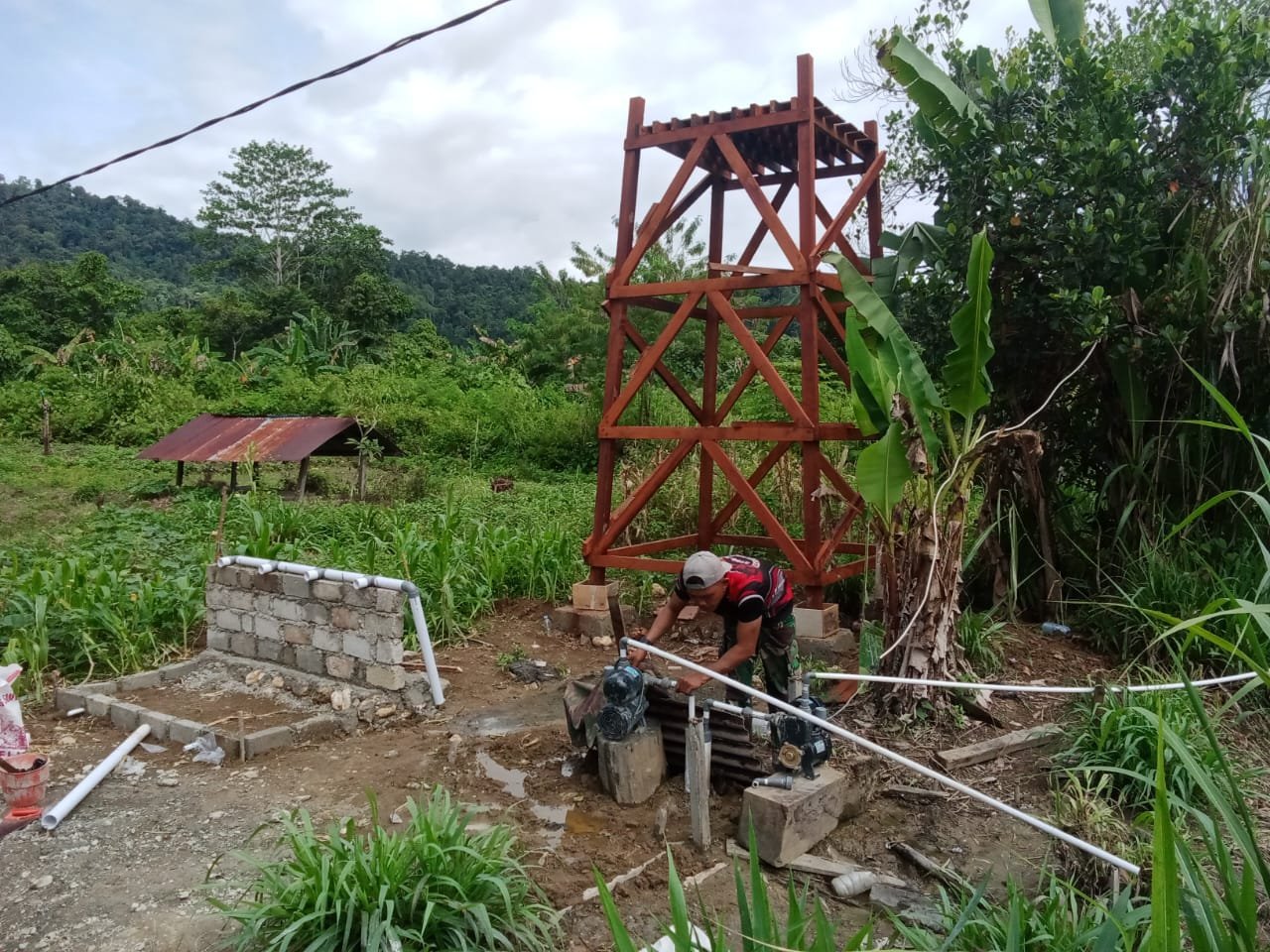 Pembangunan Tandon dan Terminal Kran, Progres Sumur Bor TMMD ke-125 Kodim 1705/Nabire Terus Berjalan