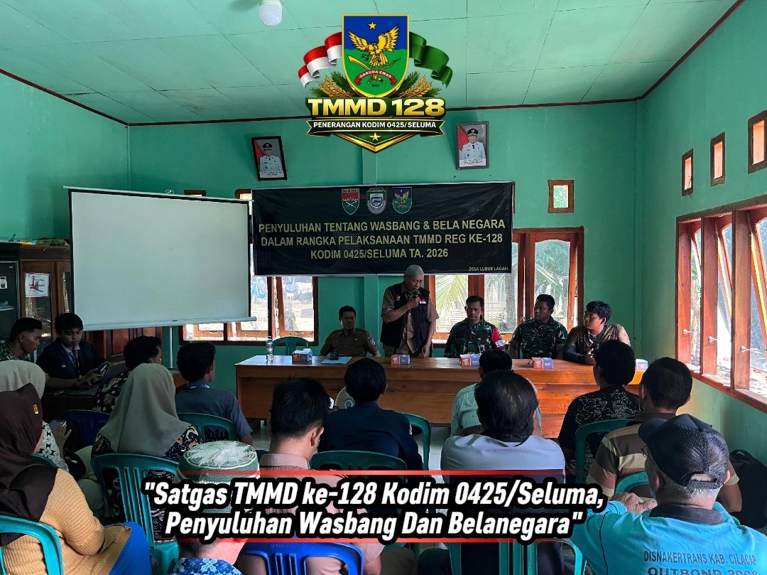 Membangun Kesadaran Nasionalisme, Satgas TMMD Ke-128 Kodim 0425/Seluma Adakan Penyuluhan Wasbang dan Bela Negara
