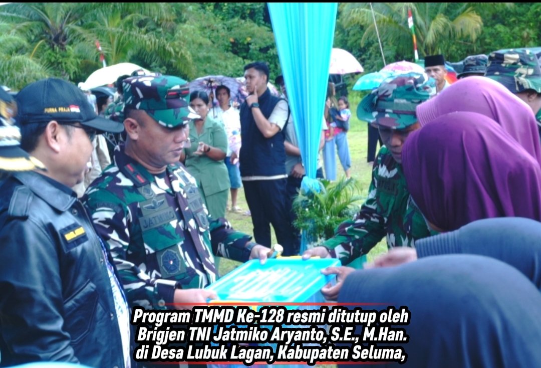 Penutupan Resmi Program TMMD Ke-128 oleh Brigjen TNI Jatmiko Aryanto di Desa Lubuk Lagan